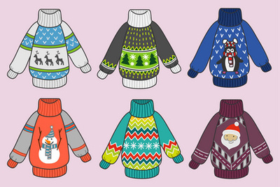 毛衣的温暖邂逅 当矢量卡通企鹅穿上时髦毛衣